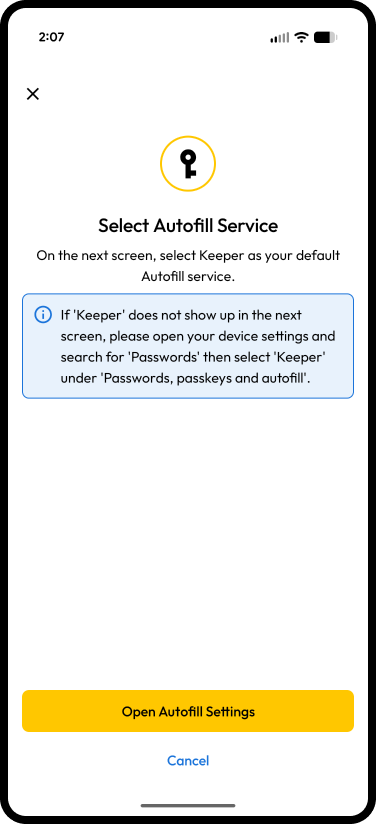 Sélectionner le service de remplissage automatique